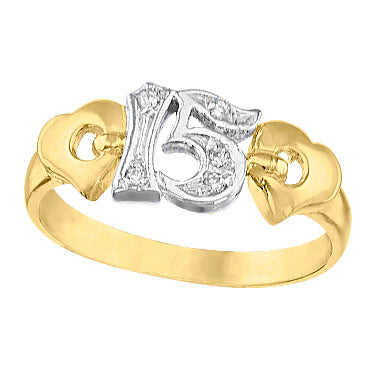 Anillo 15 Años con Corazones Laterales 10K – JOYERIA KARVAL