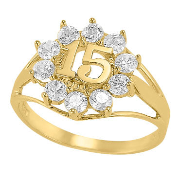 Oro 14k Anillos De 15 Años Oro Blanco Anillo 15 Años En Marco De